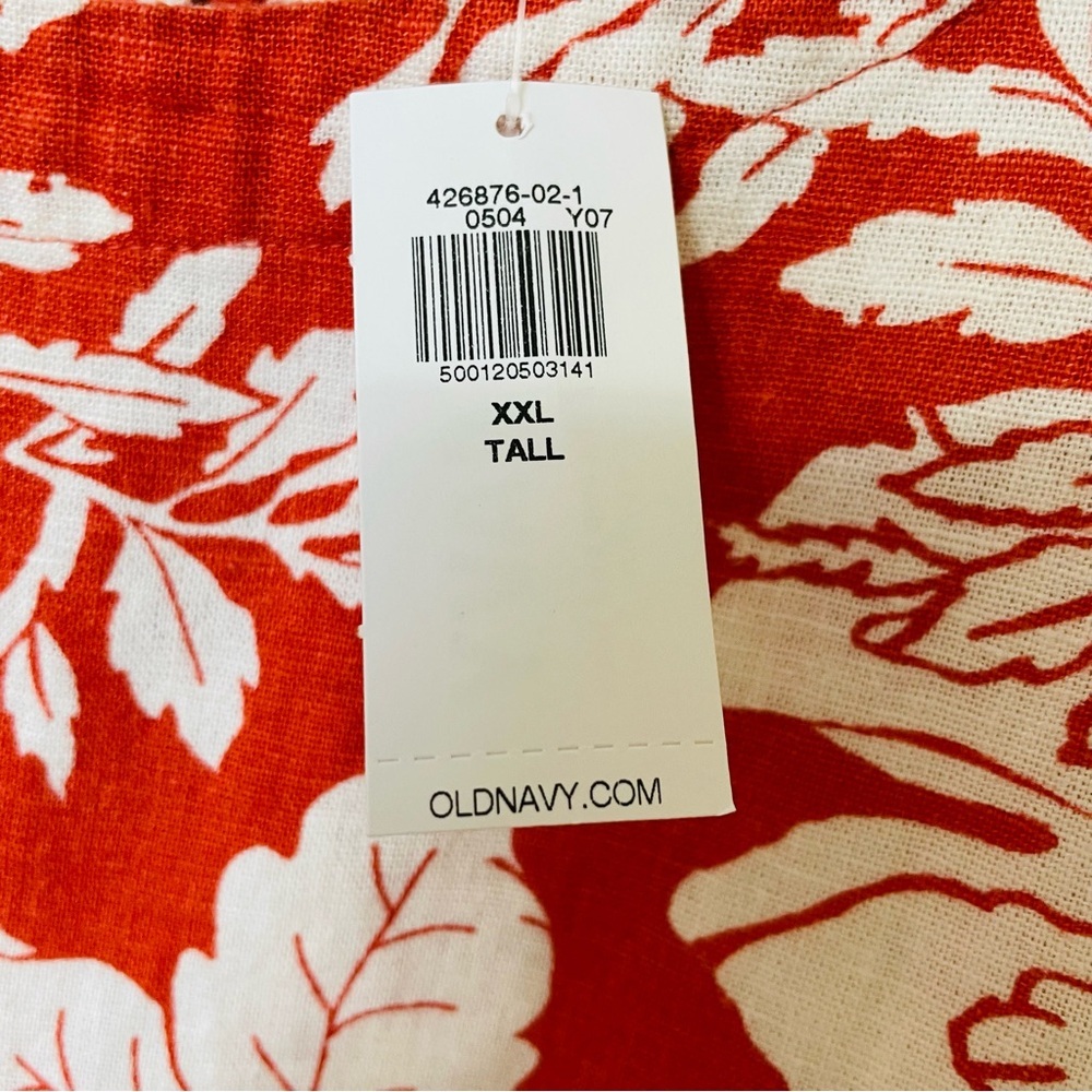 Old Navy  NWT Women’s Size XXL Tall orange and white cropped cotton shirt - Picture 10 of 11